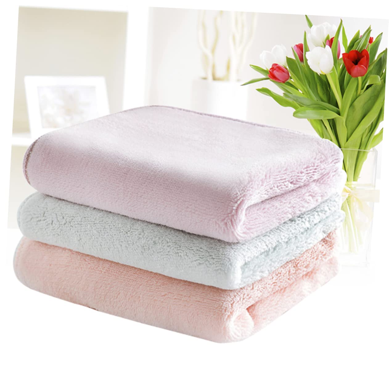 3 Series Paños De Limpieza Absorbentes Y Antigrasa Microfibra De Doble Cara Colores Pastel Rosa Verde 3 Piezas*3
