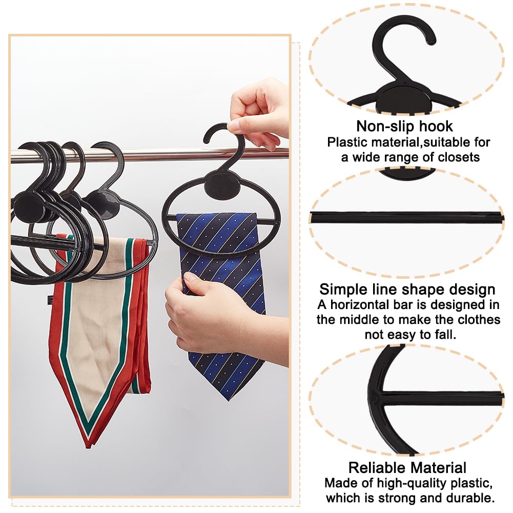 10 Ganci Porta Sciarpe In Plastica - Organizer Per Sciarpe, Cinture, Cravatte E Asciugamani - Nero - Dimensioni 13,5x8 Cm - 4
