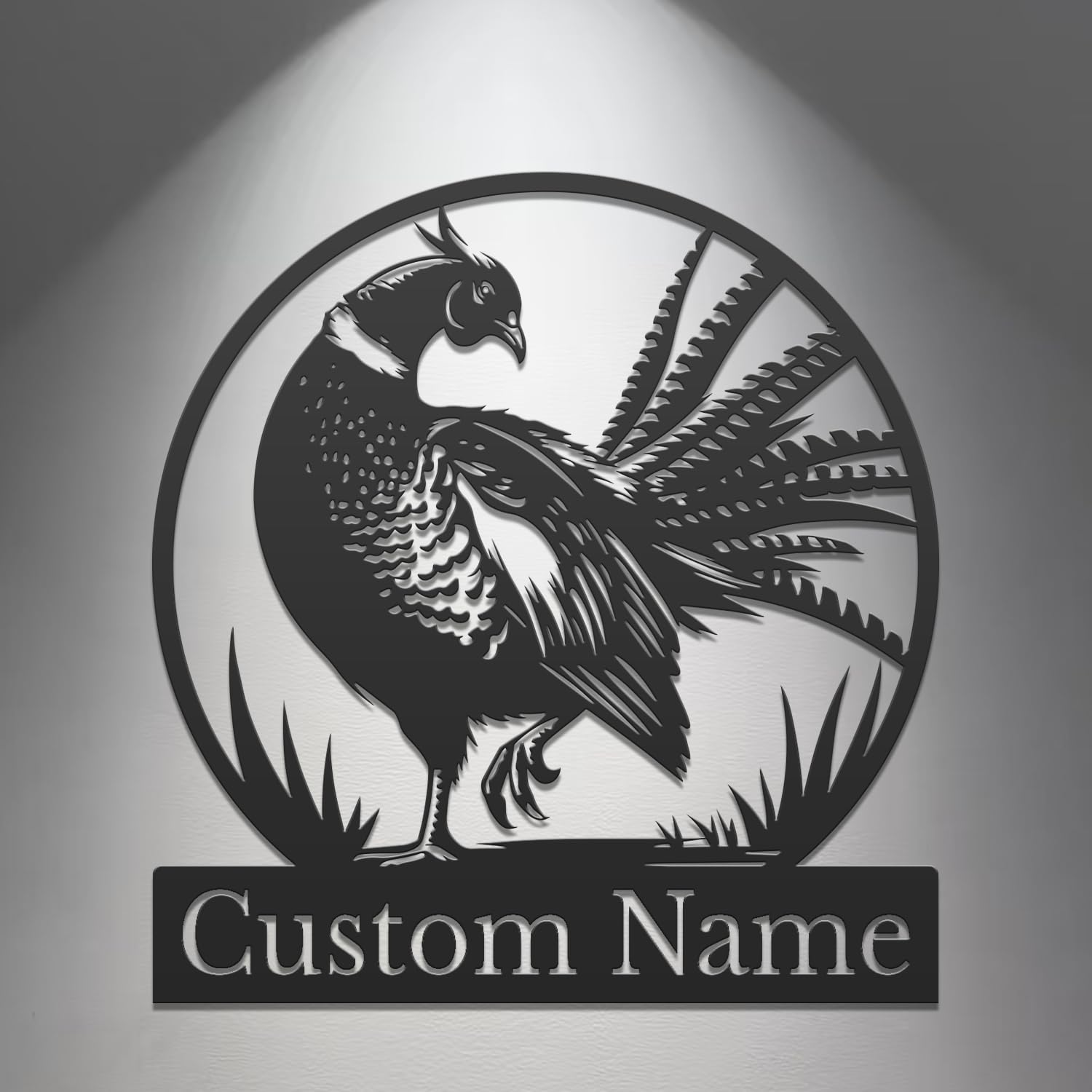 Personalized Pheasant Metal Sign, Custom Hunting Lodge Decor, Game Bird Wall Art, Rustic Cabin Name Plaque, Unique for Outdoorsmen (Style-2)