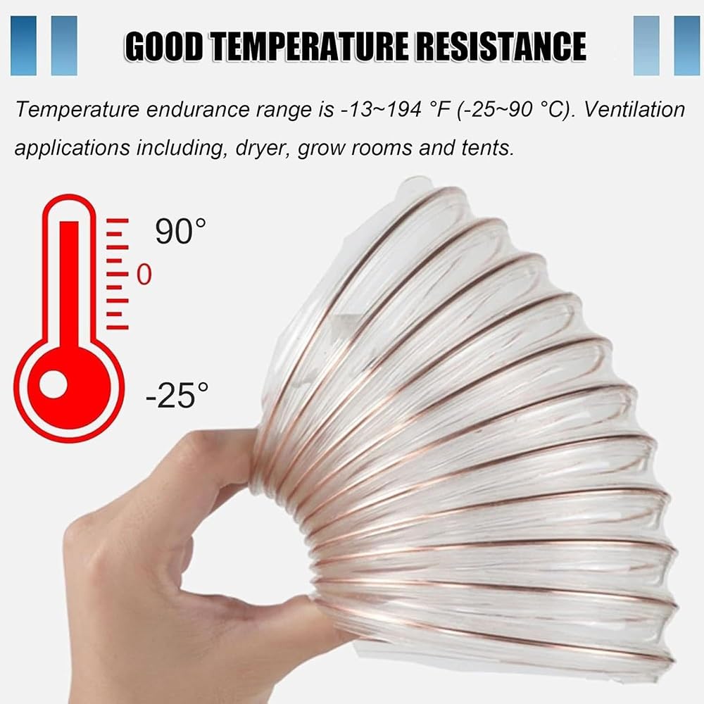 Manguera flexible de poliuretano resistente a pinchazos de acero al carbono de 10 pies, tubo de alambre de 2 a 12 pulgadas, colector de polvo de extracción de humos para taller y garaje