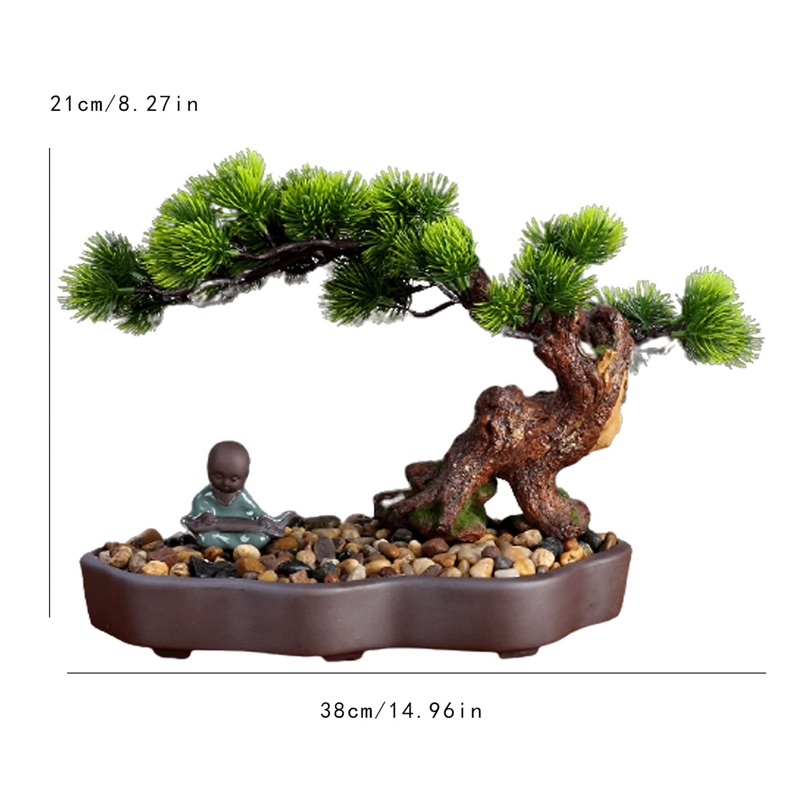 Sztuczne Bonsai 8 cali sztuczna sosna Bonsai, realistyczna dekoracja ze sztucznych roślin, sztuczne rośliny doniczkowe, do ekspozycji na biurku, dekoracje do ogrodu Zen Sztuczne dekoracje roślinne