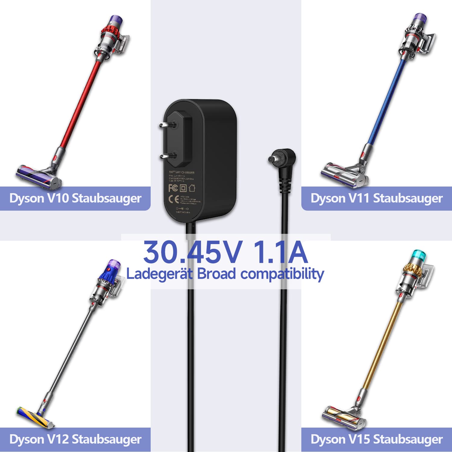 Kabel ładujący V10 ładowarka 30,45V zasilacz Kompatybilny z Dyson V10 V11 V12 V15 SV12 SV14 SV15 SV16 SV20 SV22 Absolute Animal Motorhead części zamienne Adapter do odkurzacza Vacuum Cleaner