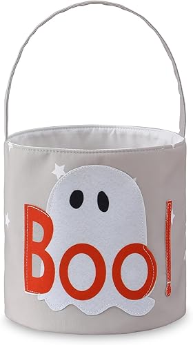Miniatura 7 de DYSHAYEN Cesta de Halloween, bolsas de dulce o truco, reutilizable, cubo de dulces, bolsa de regalo para suministros de fiesta (fantasma A)