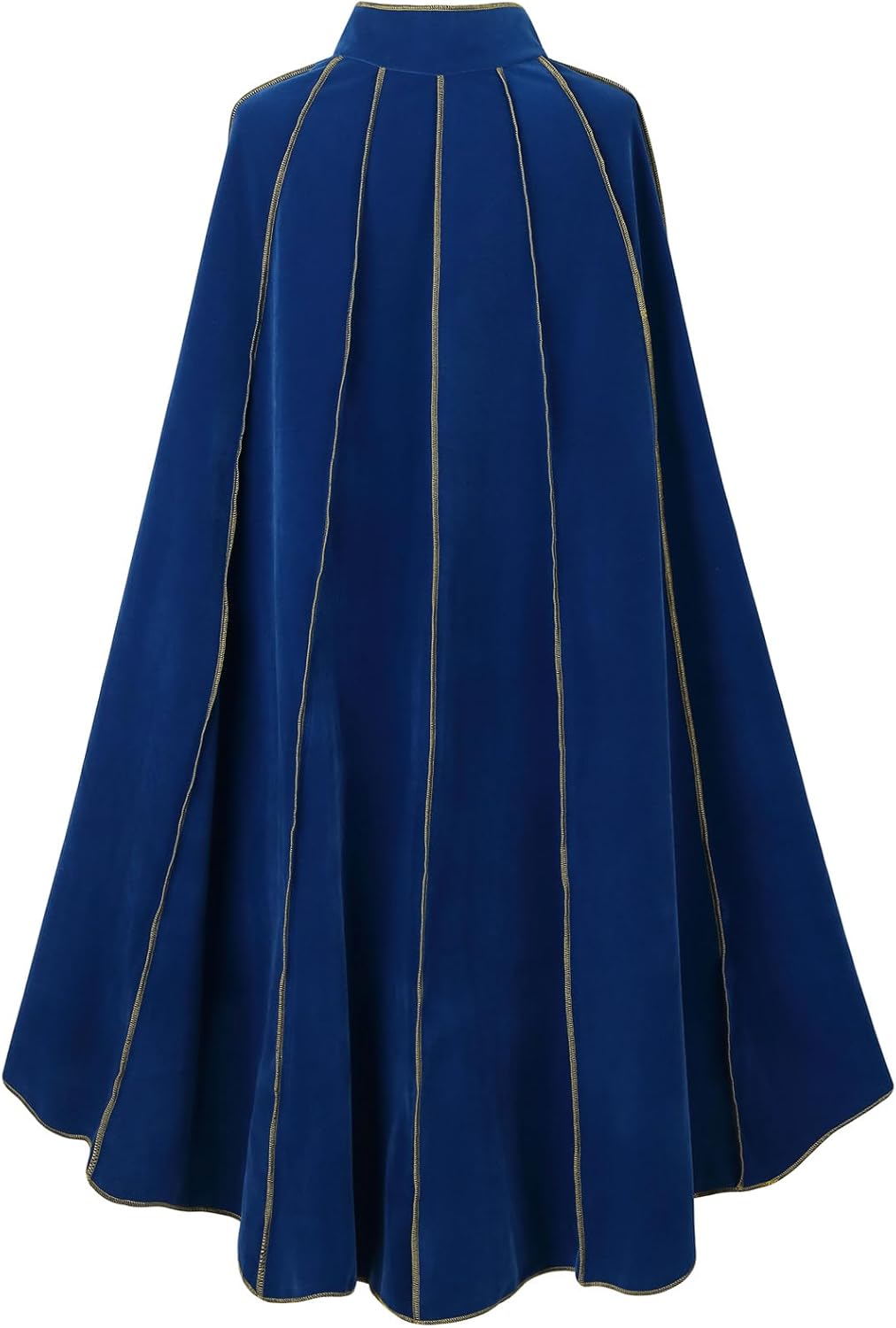 GRAJTCIN Women's Medieval Cloak Stand Collar Deluxe Velvet Gold Trim Renaissance Cape for Adult - Image 2