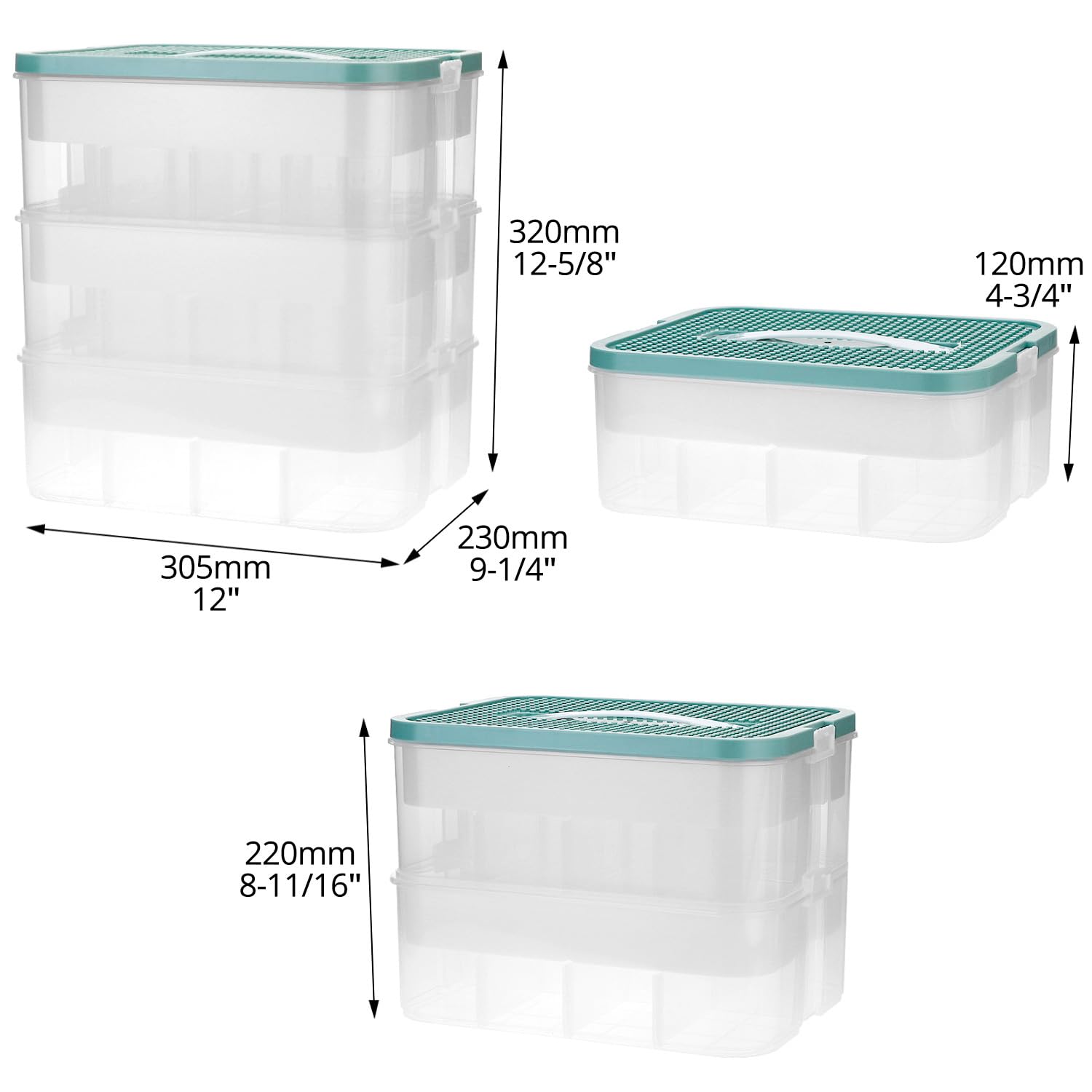 QWORK® Scatola Plastica con Coperchio, 3 Livelli Scatola Portaoggetti Puzzle, Scatole Trasparente con Scomparti Regolabili e Maniglia per Trasporto