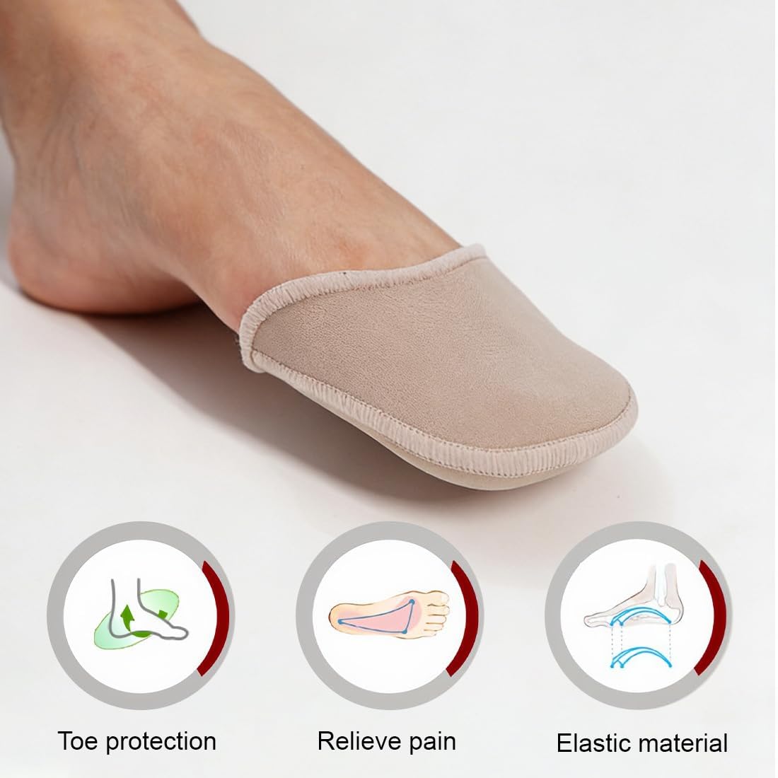 1 pares protectores de dedos pie de ballet, cubiertas de tela para dedos del pie, almohadillas para los dedos del pie en punta, cojines suaves para mujeres, Ballet Toe Pads Almohadillas largo