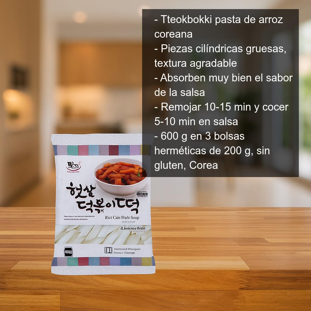 Tteokbokki Topokki Pasta de Arroz Coreana Gruesa 600 g Pack 2 unidades Sin Gluten