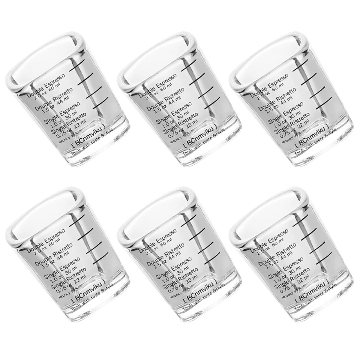 UKCOCO 6 Stück Espressotassen aus Borosilikatglas 60 Ml mit Skala Messbecher für Kaffee Tee Milch Kreatives Messwerkzeug für Zuhause und Schule