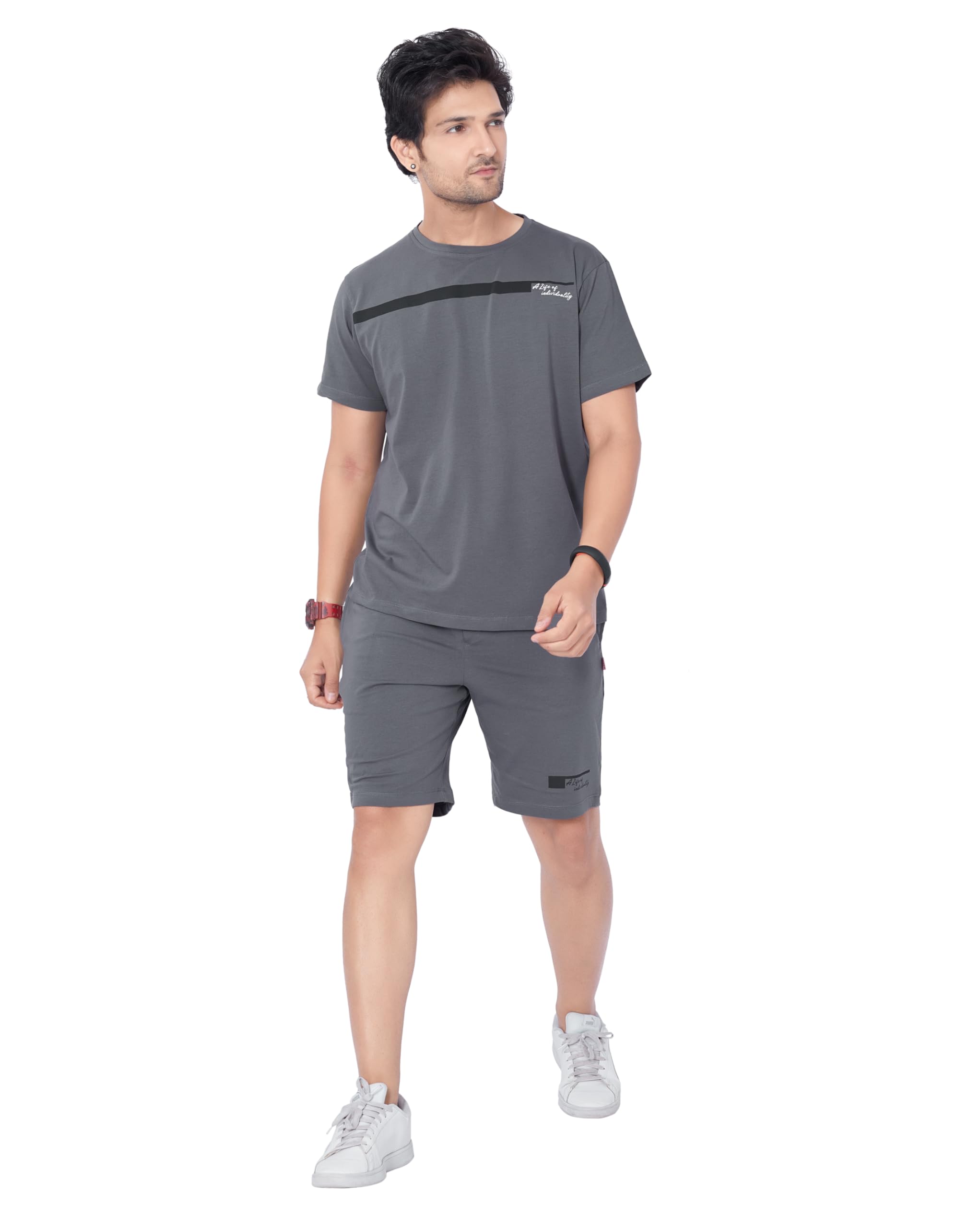 Cotton T-Shirt and Shorts Set for Men,Night Wear for Men,Men's Pyjama Set 120