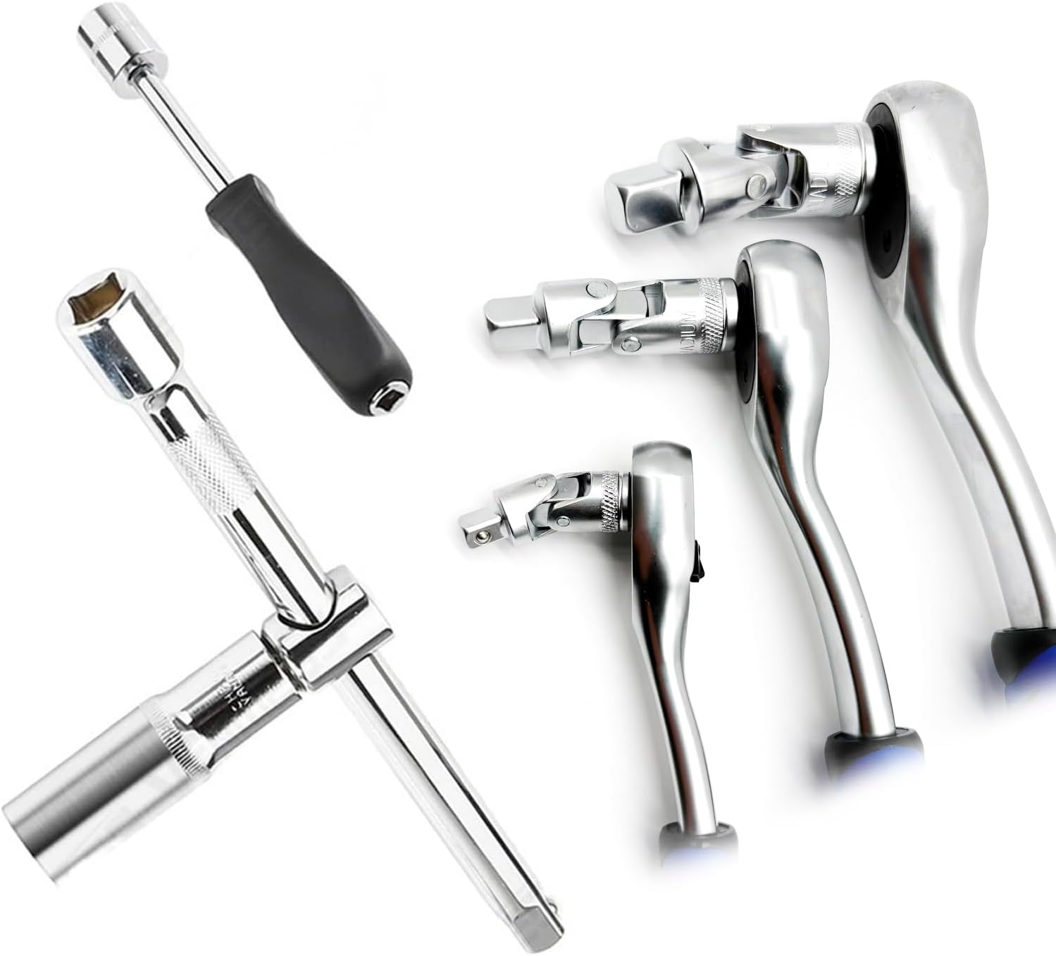 Mechanics Socket Wrench Tool Set for Car - Truck Ratchet Tool Kit, Drive Sizes 1/2, 1/4, 3/8 Socket Set, 151-Piece Tool Box