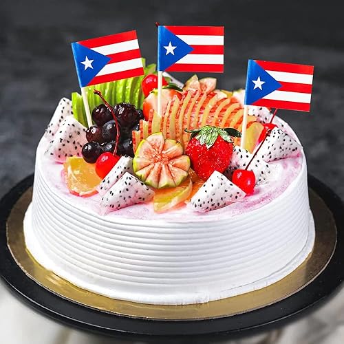 Miniatura 5 de Bandera de Puerto Rico Puerto Rico Miniatura Palillo de Dientes Banderas Decoraciones Pequeños Cupcake Toppers Banderas de Comida de Cóctel