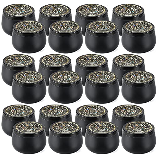 Apsung 24Pcs Candle Tins, 8oz Candle Cans Jars for DIY Candle Making, Round Containers with Lids for Arts Crafts, Storage and Holiday Gifts - Black