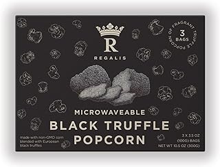 Regalis Microwavable Black Truffle Popcorn, Non-GMO Kernels, Real Black European Truffle, 3 Bags