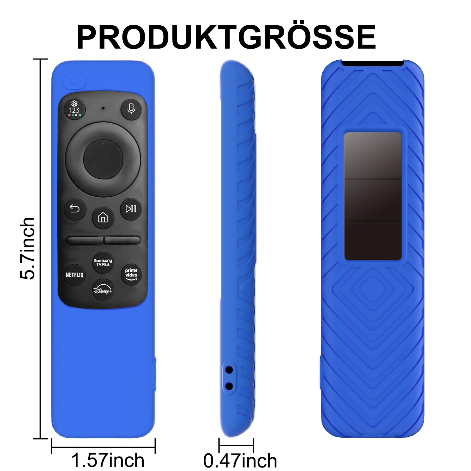 2 Pezzi Custodia in Silicone Antishock per Telecomando Samsung TM2360E/BN59-01432A/BN59-01432J - Cover Protettiva con Design Accentato (Nero + Blu Reale) | Accessori per Smart TV Samsung