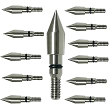100/125/150/200 Grain 304 Stainless Steel Field Points, Front-Tapered Target Tips with O-Ring Lock, Mirror Polished Practice Arrow Tips 12 Pack