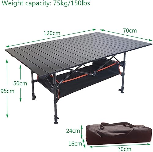 Miniatura 2 de Mesa plegable portátil de altura ajustable ligera, con bolsa de transporte para cocinar al aire libre, picnic, campamento, barco, viajes (tamaño