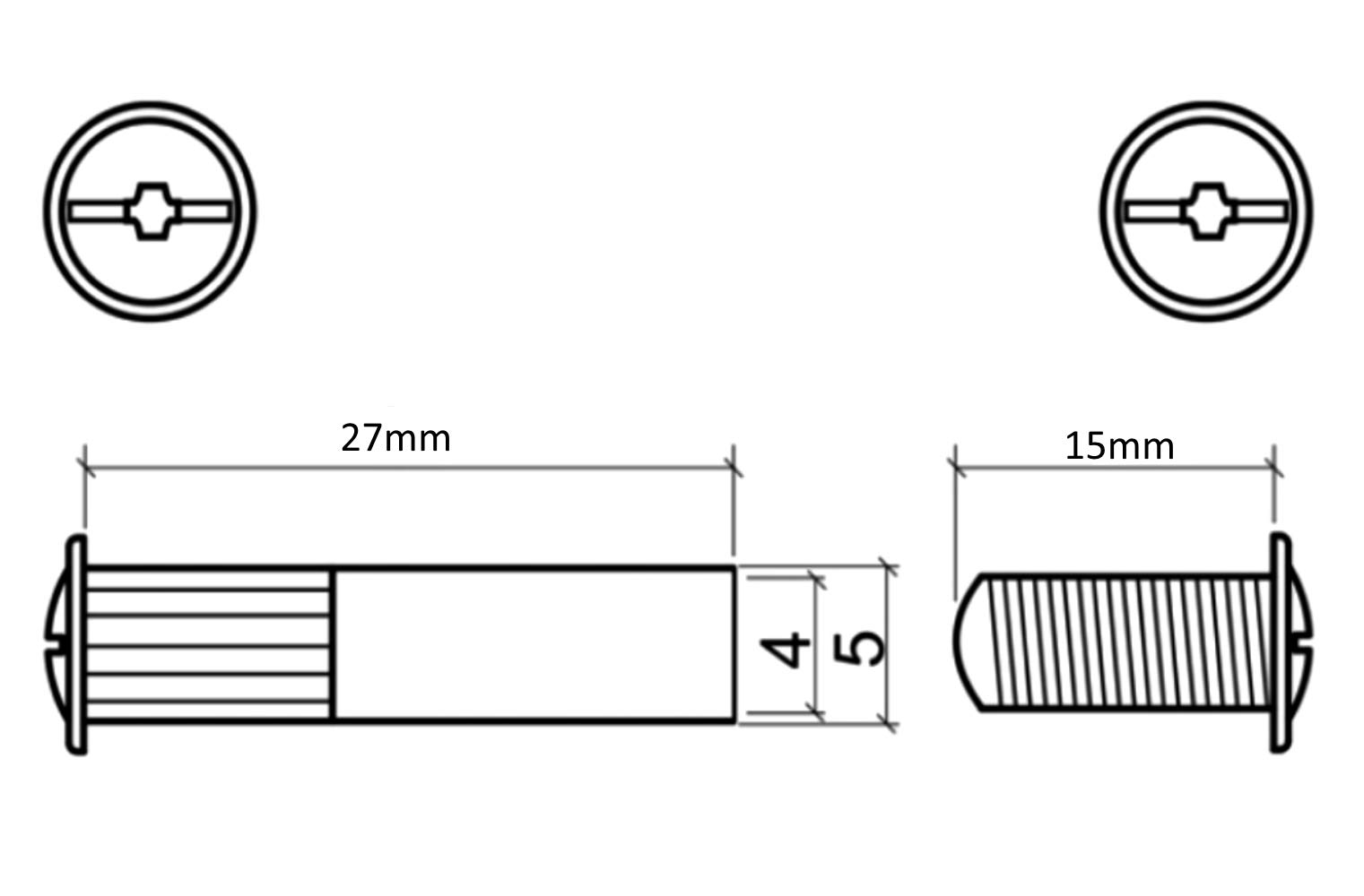 AERZETIX: 50 Juegos de tornillos macho hembra de ensamblaje de muebles М4 15x27mm C41552