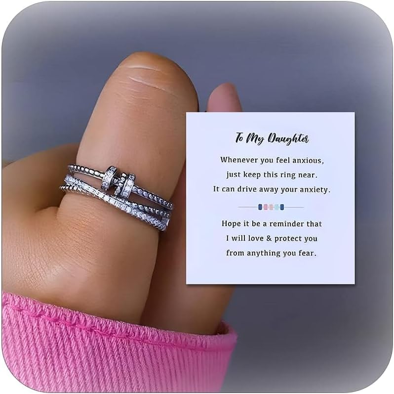 choice of all Fidget Spinner Rings for Women to My Daughter Gifts from Mom Mothers Day Spinner Anxiety Breathe Items Birthday Jewelry Gifts