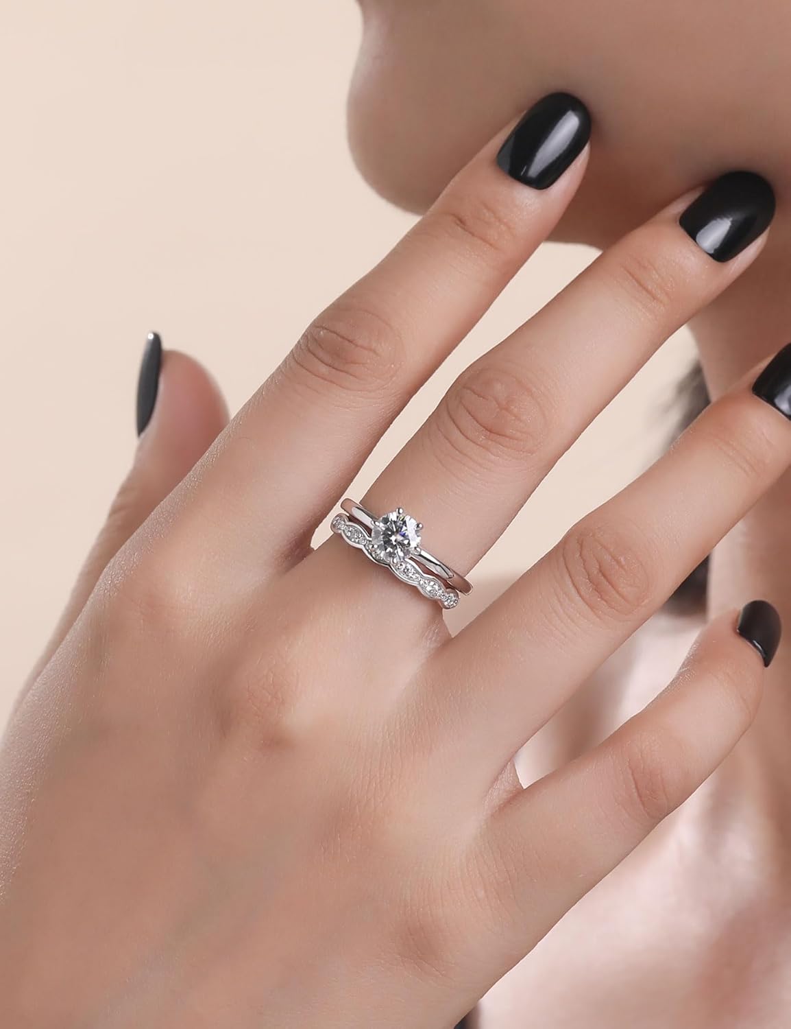 Moissanite Wedding Band for Women 925 Sterling Silver Half Eternity Band D Color VVS1 Clarity Moissanite Ring Stackable Anniversary Band Size 4-11 - Image 3