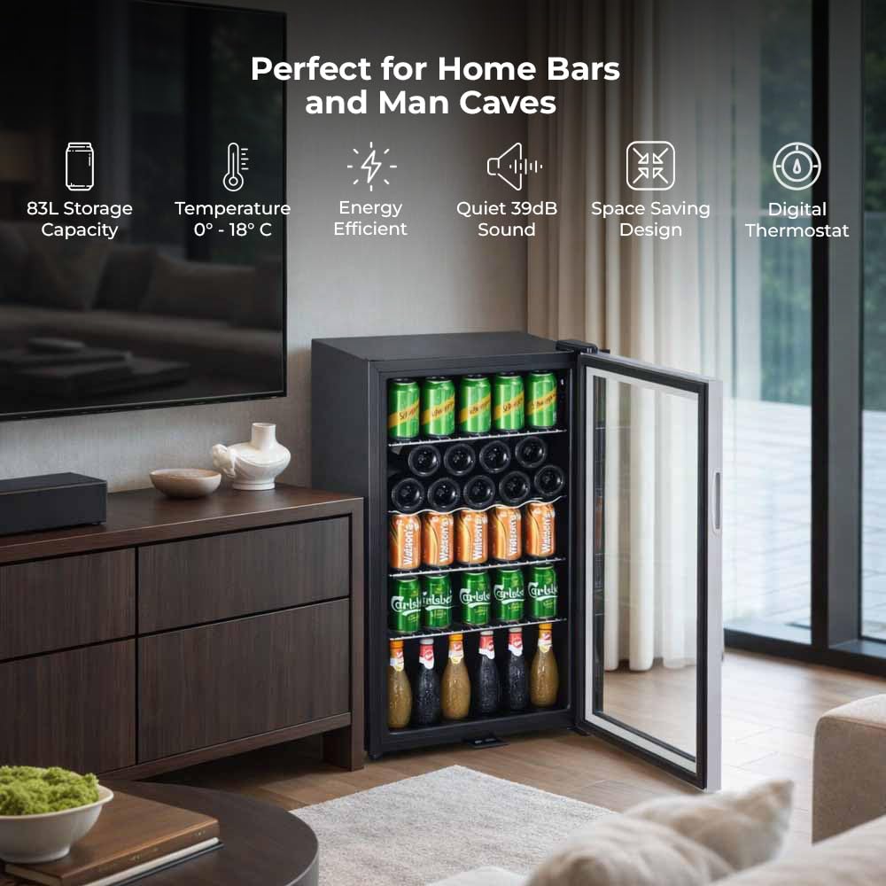 Subcold Super85 LED - Under-Counter Fridge | 85L Beer, Wine & Drinks Fridge | LED Light + Lock and Key | Energy Efficient (Silver, 85L) — view 7