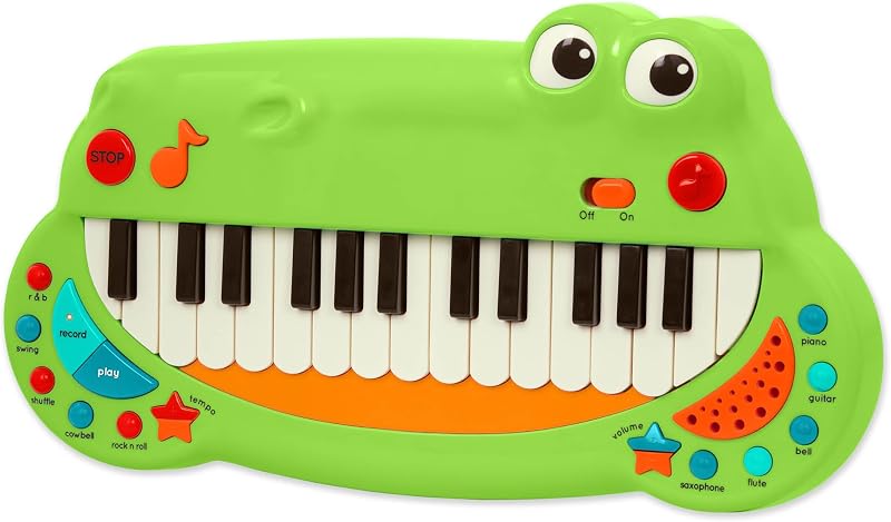 Teclado de Juguete de Cocodrilo con 5 Configuraciones y Canciones, Musical | Teclado de animales con 15 canciones infantiles, 5 melodías clásicas, 5 estilos de ritmo, funciones de grabación y reproducción, 2+ años