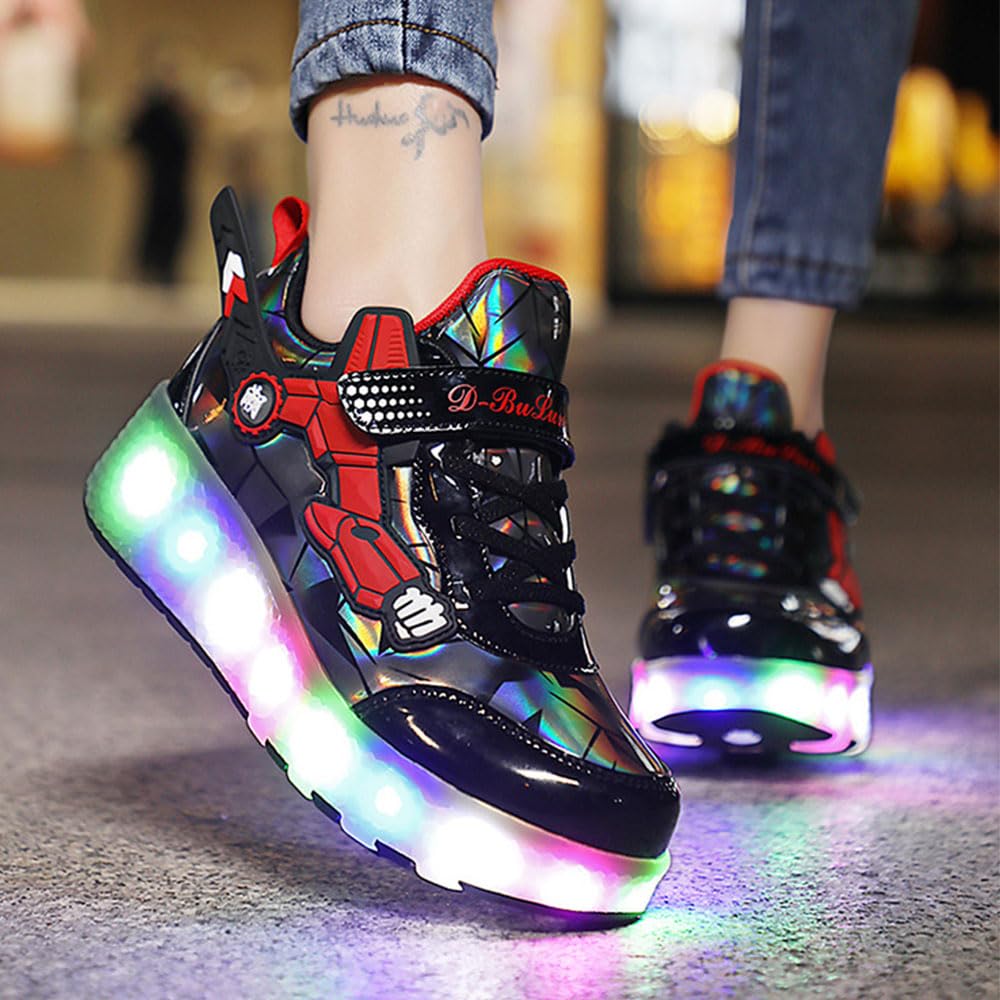 ENEN Zapatos con Ruedas, Zapatillas con Dos Ruedas para Niños y Niña Zapatillas con Ruedas Skateboarding Zapatos Bambas (2 Ruedas 27-43 EU)