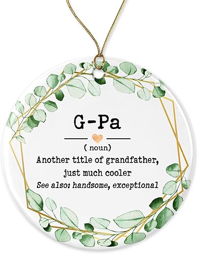 G-Pa Noun Ornamento  Adorno de Navidad para G-Pa  Adorno del Día del Padre  Regalos G-Pa  Definición G-Pa  Recuerdo impreso en ambos lados, blanco