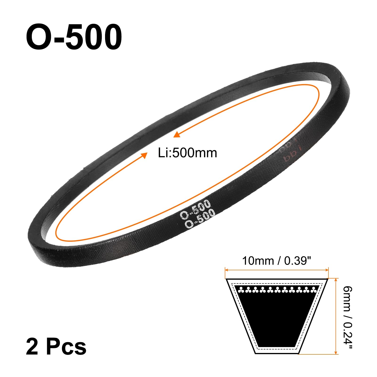 QUARKZMAN O-500 Correa de Transmisión de Goma 500x6x10mm 2pcs