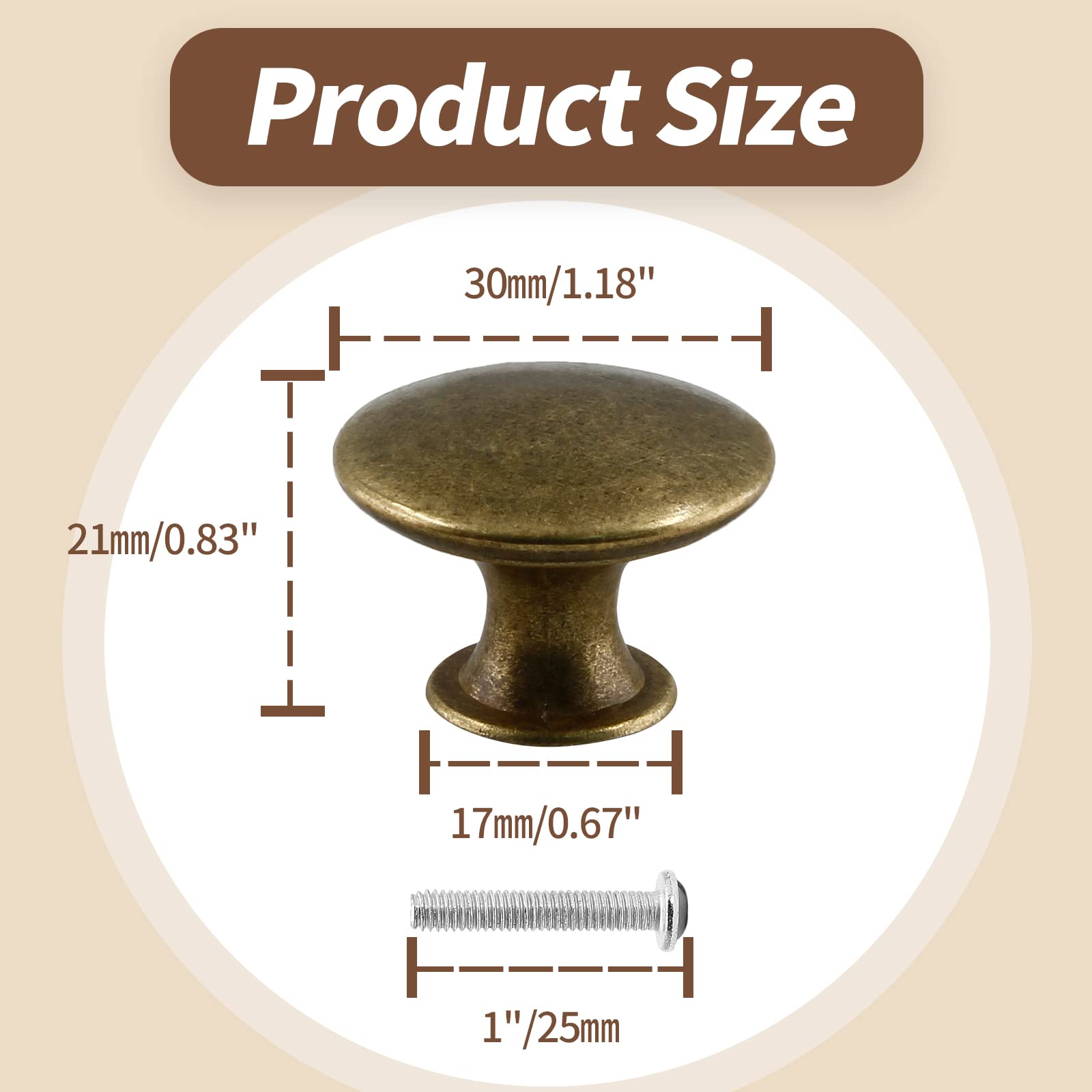 Brass Cabinet Knobs - 12 Pack -5