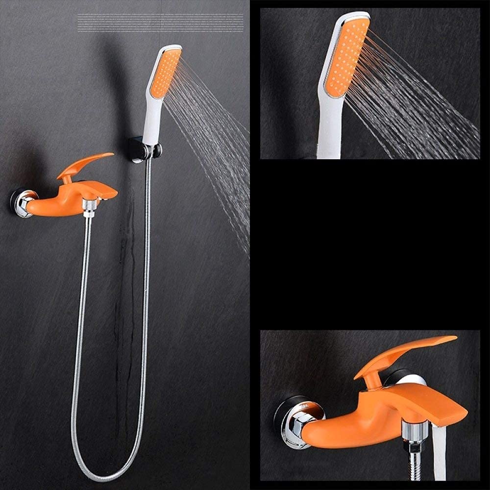 Robinet de baignoire ensemble de douche orange mitigeur mural laiton salle de bain