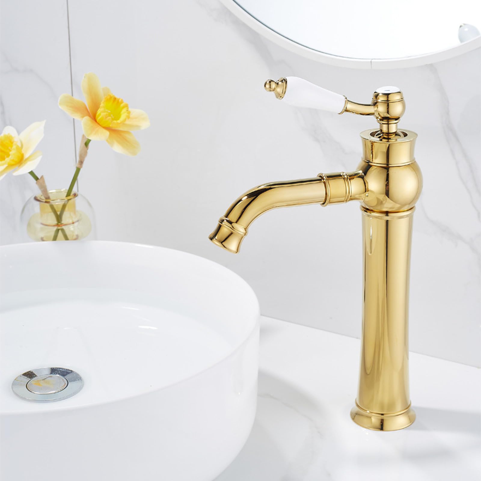 Grifo de cobre para agua fría y caliente, altamente chapado