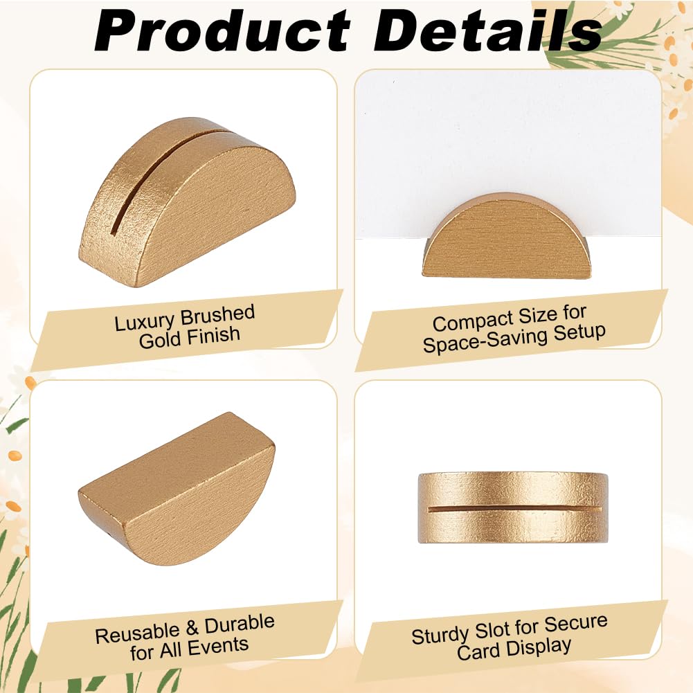 MAYJOYDIY 100 soportes para números de mesa de madera, semicirculares, cuadrados, semicirculares, para bodas, eventos, decoración, BurlyWood