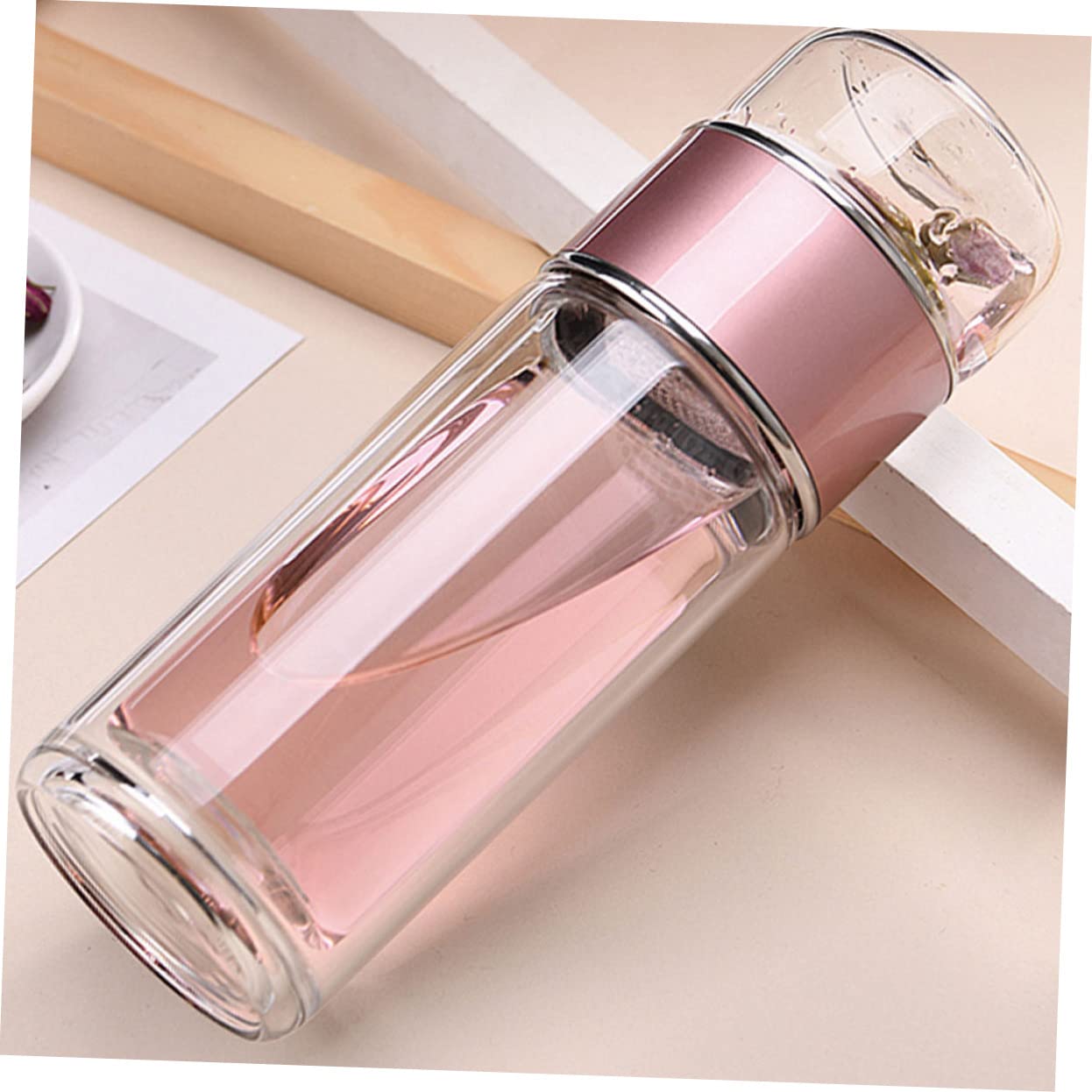 STOBAZA Glass Tea Infuser Bottle 280ml Leakproof Green Tea Water Separation Cup Strainer