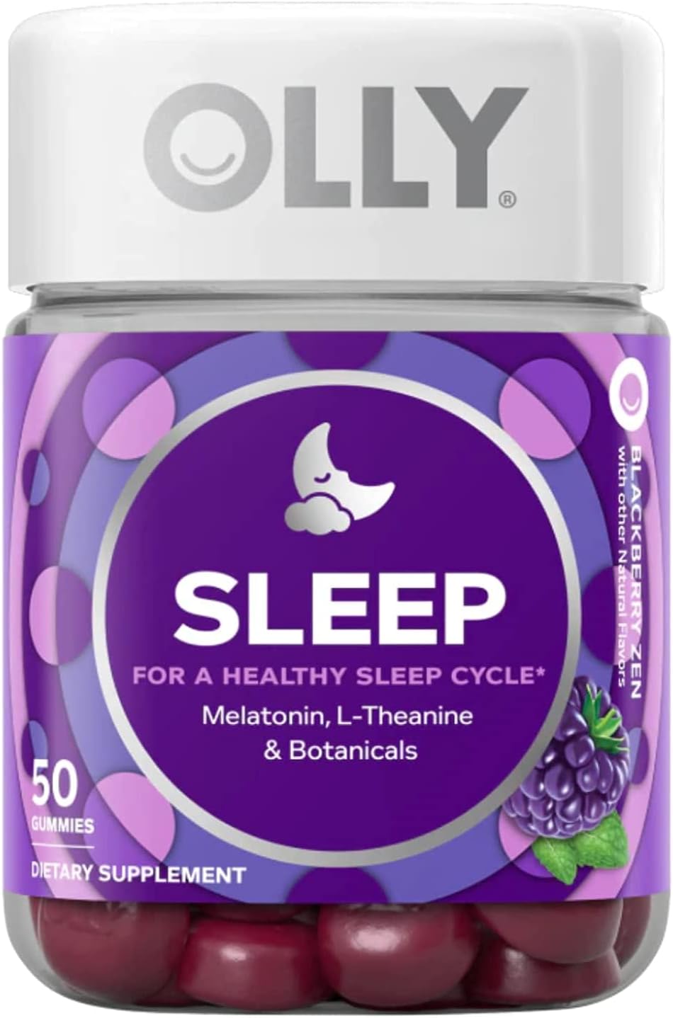 Olly Restful Sleep Healthy Sleep Cycle, Blackberry Zen, 50 Gummies (Pack of 2)