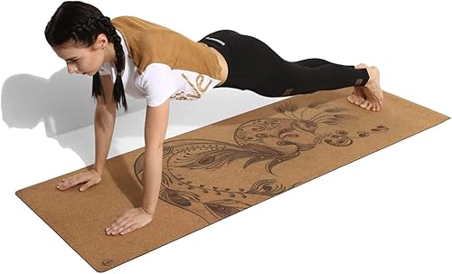 Miniatura 6 de Tapete de yoga de corcho, diseñado por artistas, tapete antideslizante ecológico de alta calidad, ideal para yoga regular y caliente, pilates,