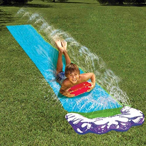 Lawn Water Slides Slip - 15.7 FT Rainbow Slip Slide Play Center with Splash Sprinkler and Inflatable Crash Pad-Children Swimming Pool Games Outdoor Water Toys Apply to Backyard for Kids