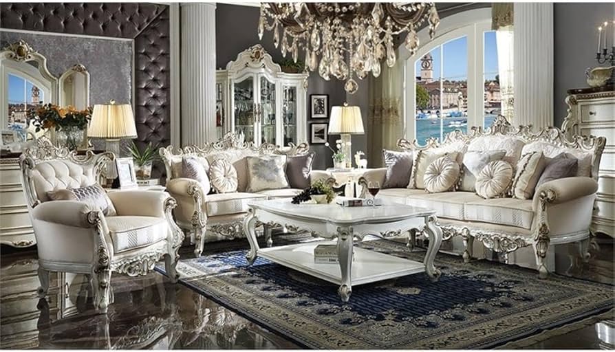 Amazon.com: Acme Picardy II Loveseat with 4 Pillows in Fabric and