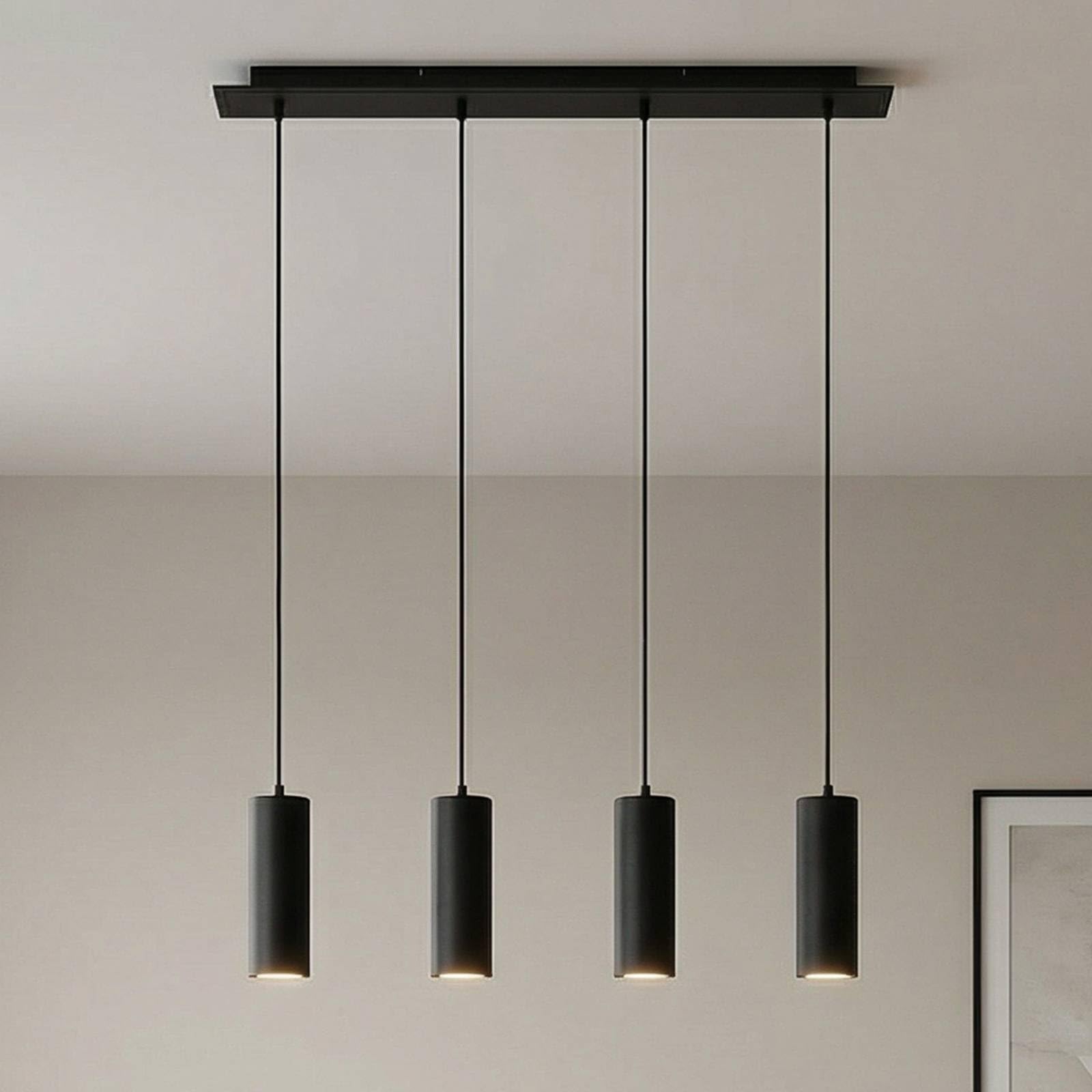 Lindby Esstisch Pendelleuchte, Hängeleuchte Metall schwarz Hängelampe 4x GU10 max. 35W ohne Leuchtmittel Esszimmer Küche Wohnzimmer