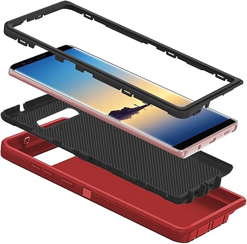 Miniatura 8 de I-HONVA Funda para Galaxy Note 8 a prueba de golpes, a prueba de polvo y caídas, 3 capas de protección de cuerpo completo sin protector de pantalla,
