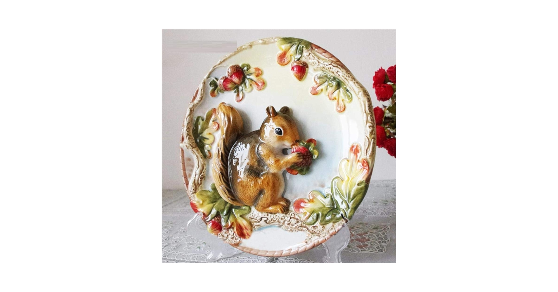 スドウピウ　絵付け皿　リス スドウピウ 絵付け皿 リス 直径 4 センチ