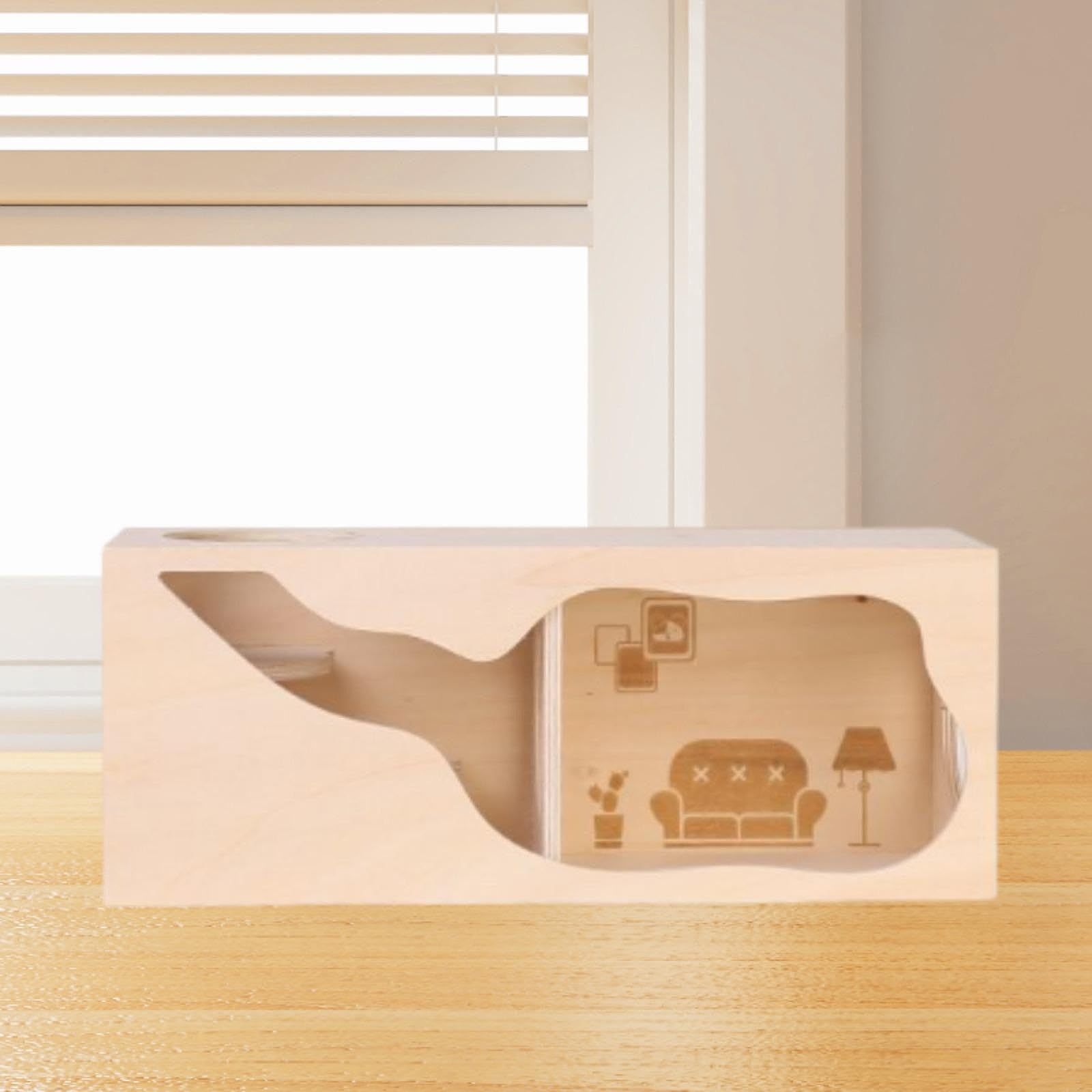 Hamster Abri en Bois pour Petits Animaux Habitat Cabane Cachette Tunnel Aire de Jeux Respirant Adaptée Hamster Souris Gerbille Logement Intérieur, L