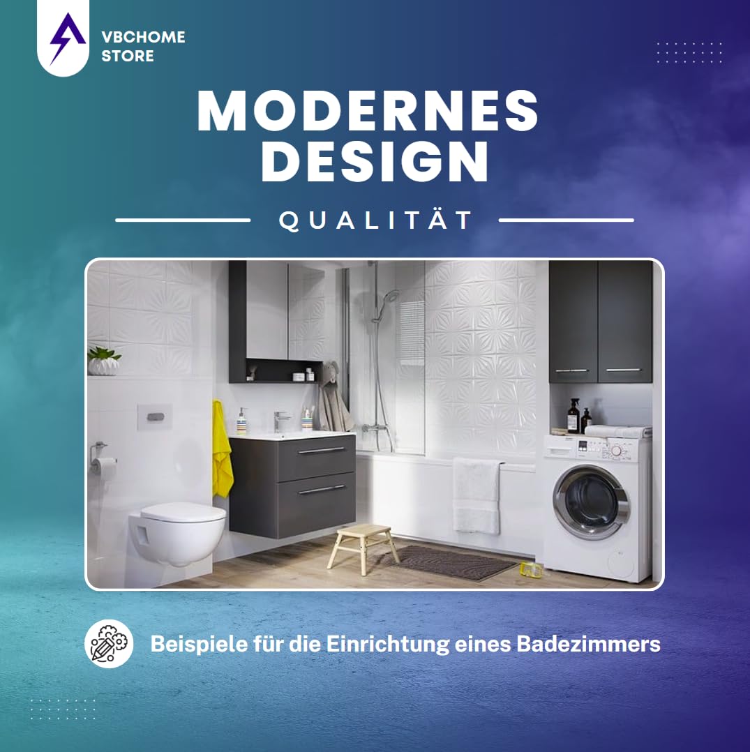 VBChome Badewanne 170x70 cm Weiß Acryl SET – Rechteckwanne mit Styroporträger, Siphon und Ablaufgarnitur in Chrom – Modernes Design, Robustes Material, Einfache Montage
