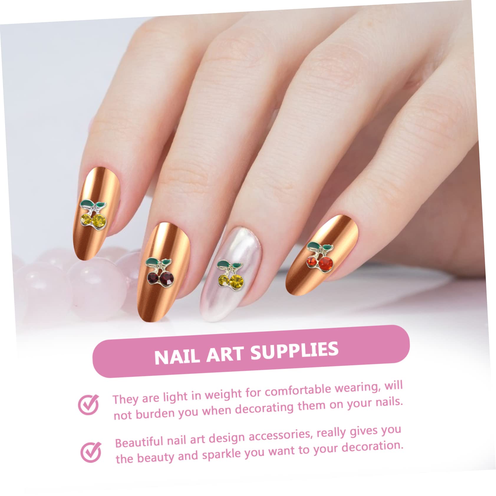 Healeved 240pezzi Gioielli Per Unghie Cherry Decorazioni Nail Art Per Creazioni Eleganti e Uniche Accessori Per Unghie Fai Da Te Per Donne