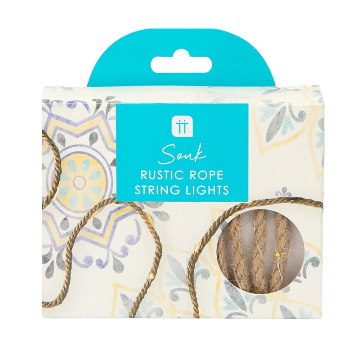 Talking Tables Rustic Rope String Lights - Battery Operated Fairy Lights Perfect for Indoor Use - 3 Metres