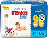 Fralda Turma da Mônica Baby Mega P 62 Unidades