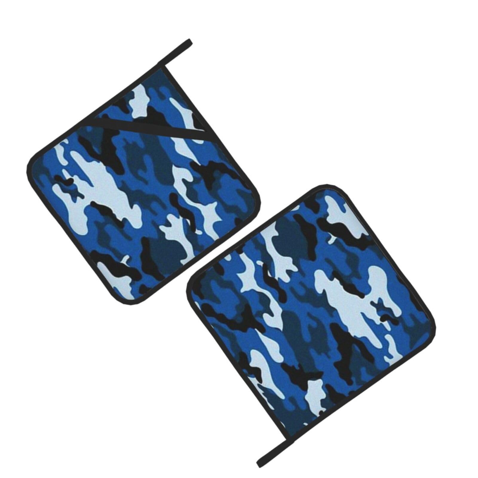 Blue Camouflage Printed Oven Pot Holders Set of 2 Pcs Heat Resistant Kitchen Microwave Potholders for Cooking Baking Grilling
