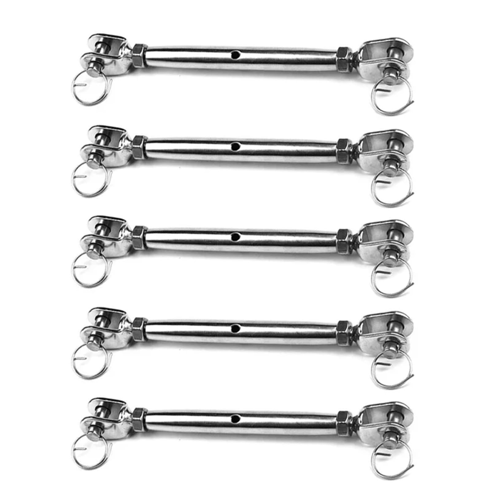 Tendeur Cable 5 pièces Corps fermé mâchoire tendeur Fleur Panier vis M5 M6 M8 M10 M12 M16 for Tendre Le câble Corde 304 Acier Inoxydable(M5)