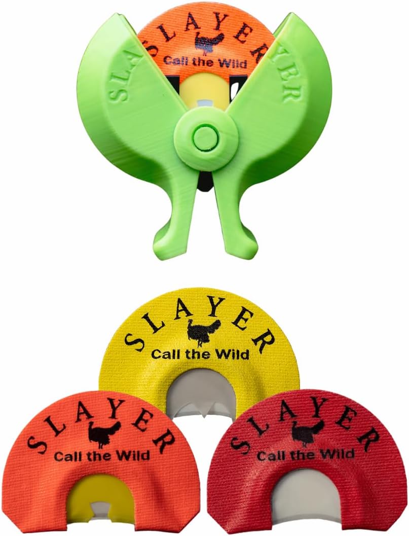Slayer Calls First Strike Trio Starter Pack – Turkey Mouth Calls Bundle with Ghost Cut, Yella Yelper Batwing & Straight Double Diaphragms + Reed PAC’r Holder – Beginner to Pro Calling