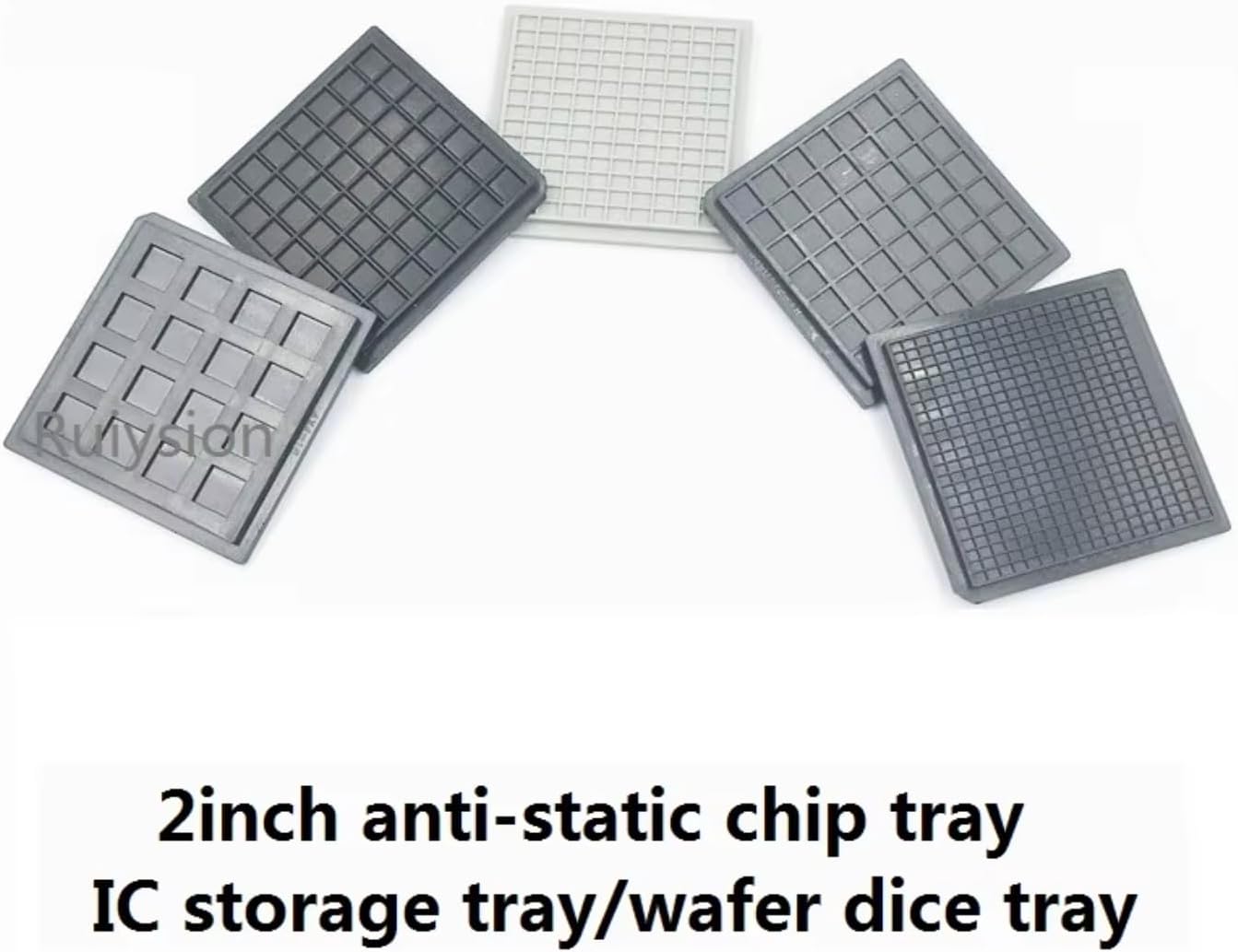 2 inch IC Tray Wafer Dice Antistatic Chip Box, Die Storage Tray, Die Holder Chiplet Tray- 5 Pack (12.2 * 12.95 * 0.76mm/9 grids)