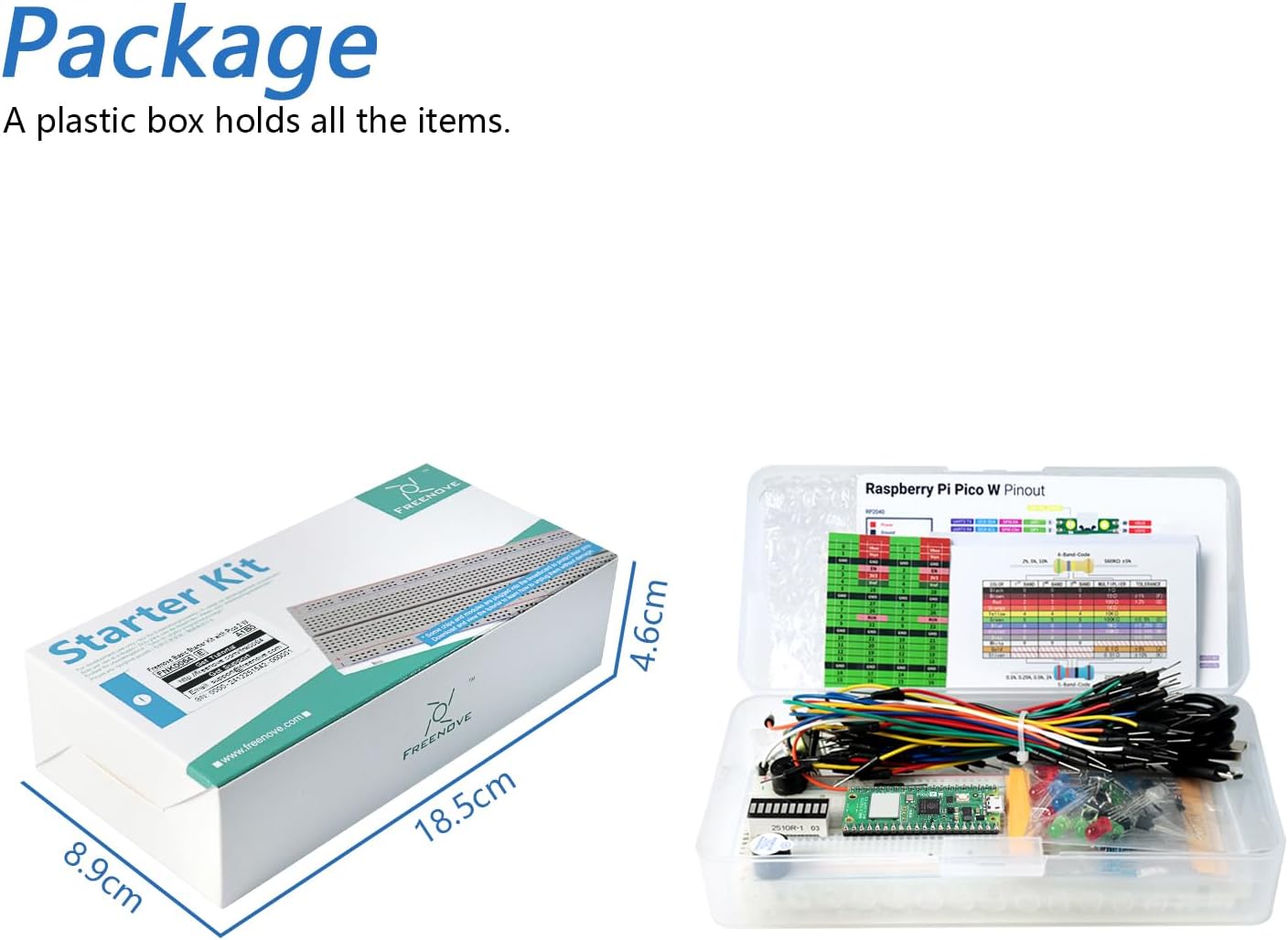 Freenove Basic Starter Kit for Raspberry Pi Pico 2 W (Included), Dual Arm Cortex-M33 and Dual Hazard3 RISC-V Microcontroller, 386-Page Detailed Tutorial, 142 Items, 55 Projects, Python C Code